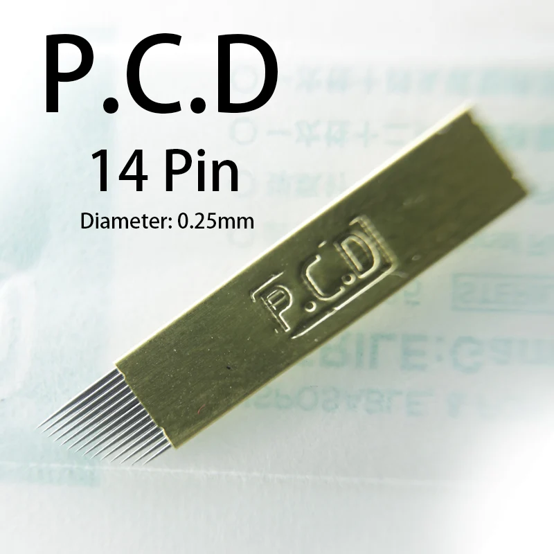 50 шт. Lamina Agulhas микроблейдинг tebori 14 pin твердая PCD игла клинок Перманентный макияж