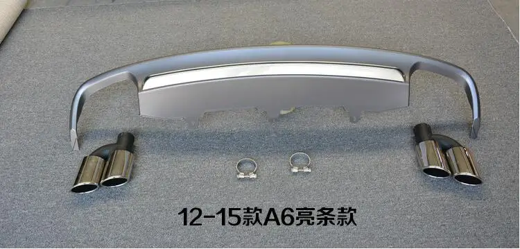 Diffuser Exhaust A ABS 4 выхода PP задний бампер диффузор с выхлопными наконечниками для Audi A6 S6 C7 2012 2013 2 вида стилей - Color: Diffuser Exhaust A