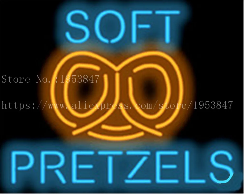 

Мягкая неоновая вывеска Pretzels ручной работы свет бар Пивной бар клуб вывеска деловая вывеска диета буфет украшение еды 19 "x 15"