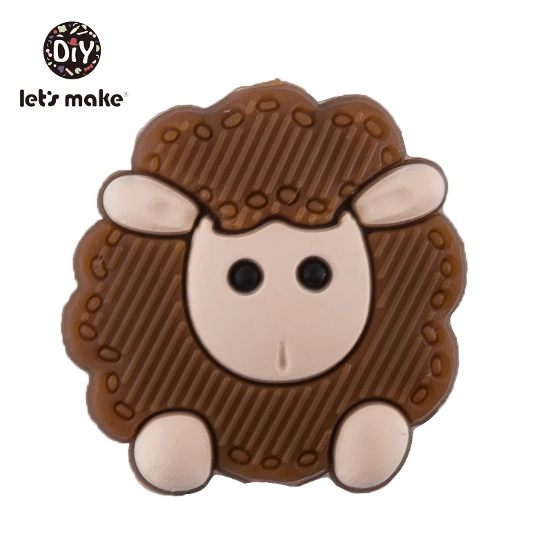 brown sheep Силиконовые Бусины, 3 шт, животные, Мультяшные формы, BPA бесплатно, силиконовые бусины для детей, качество еды, Прорезыватель для зубов, крошечные стержни, Детские Прорезыватели - Цвет: brown sheep