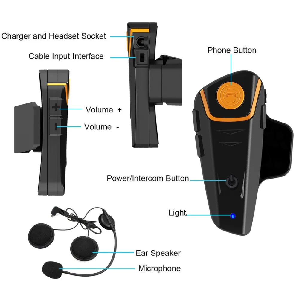 BT S2 Pro беспроводной мото rcycle Шлем Интерком IPX67 Водонепроницаемый FM радио 1000 м bluetooth