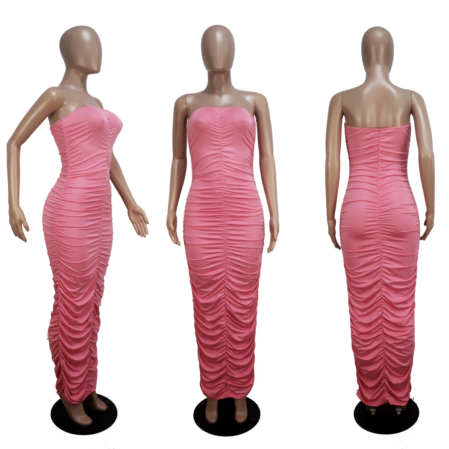 Женское платье до щиколотки однотонное плиссированное в европейском и