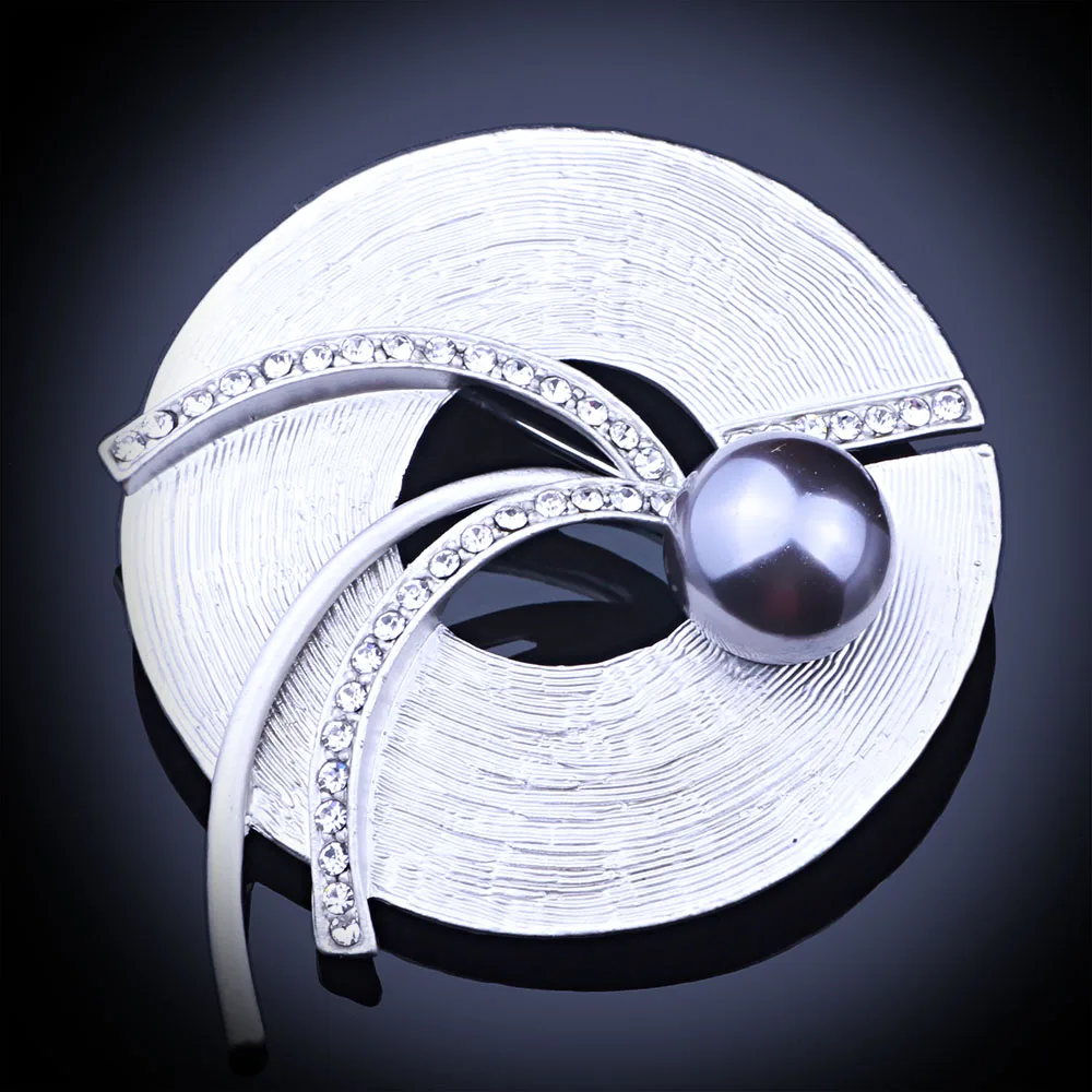 

Popular Country Style Round Vintage Brooches & Pins Metal Jewelry Imitation Pearl Brooch For Women Dress Scarf Accessories