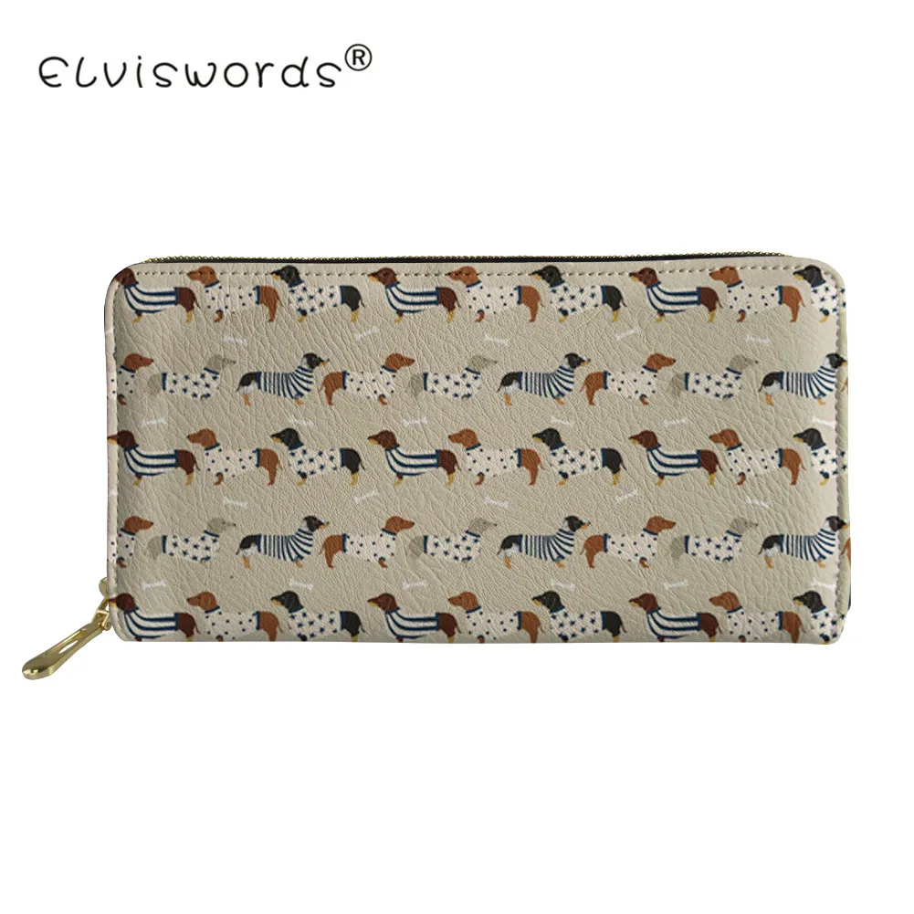 Женский Длинный кошелек ELVISWORDS Doxie Dog с принтом таксы сумка для монет и путешествий