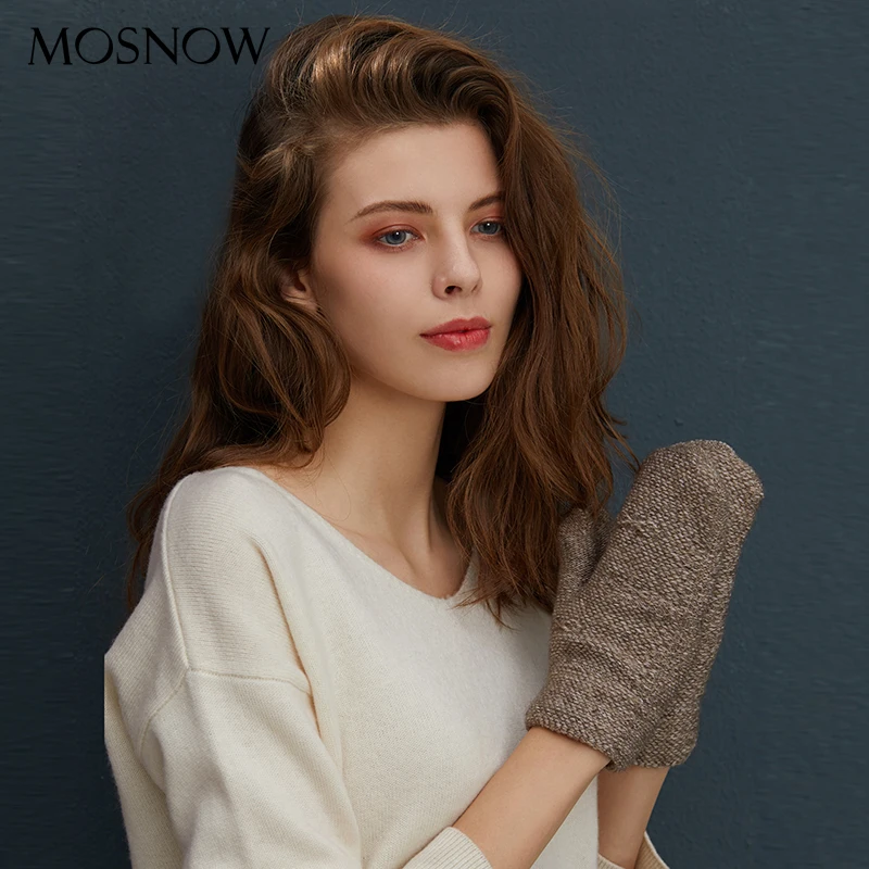 

Winter Female Knit Wool Fingerless Glove Lining Add Velvet Thicken Warm Gloves Women Solid Mittens Guantes Ladies Cute Gloves