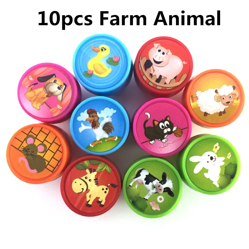 10pcs Farm Animal 10 шт., вечерние мини-пакеты с изображением динозавра для наполнителя, Подарочная игрушка Pinata Favour, обучающая игрушка, игрушка для рисования, игрушечный детский душ, подарок - Цвет: 10pcs Farm Animal