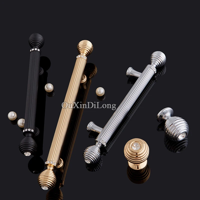 

Luxury 10PCS European Inlaid Crystal Kitchen Door Handles Cupboard Wardrobe Drawer Wine Cabinet Pulls Furniture Handles & Knobs