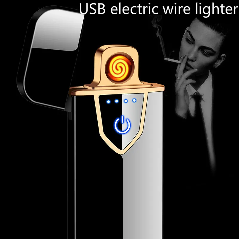 Вольфрамовая турбо металлическая usb зажигалка сенсорный выключатель Зажигалка