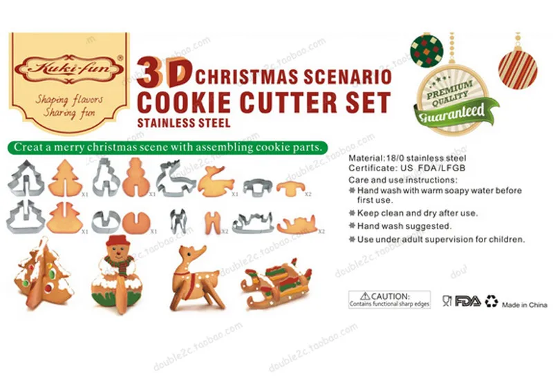 8 шт./лот 3D Рождественский сценарий резак для печенья набор украшения из