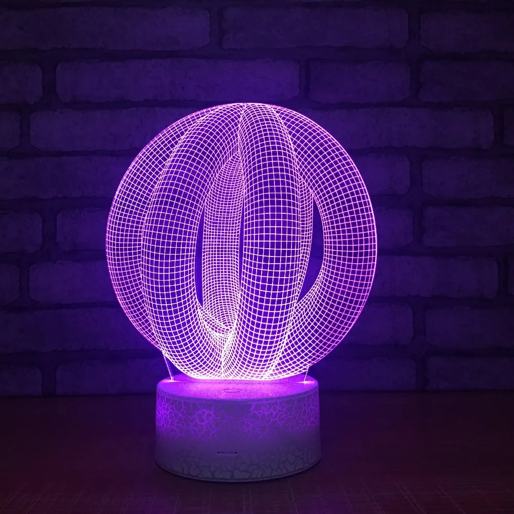 Круглая абстрактная Модель 3D Led ночник Usb Сенсорный переключатель 3d деревянная