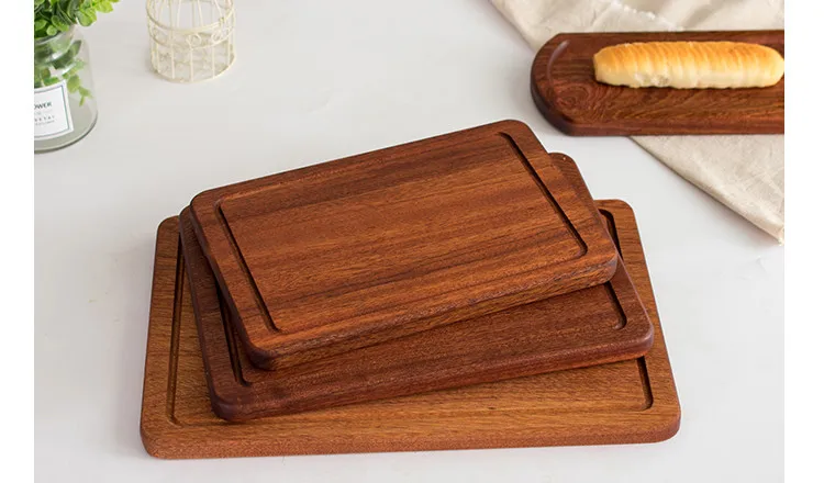 Sapele домашняя тарелка для стейка, деревянный поднос, разделочная доска, макет, приготовленная мясная тарелка, западный ресторан, тарелка для пиццы