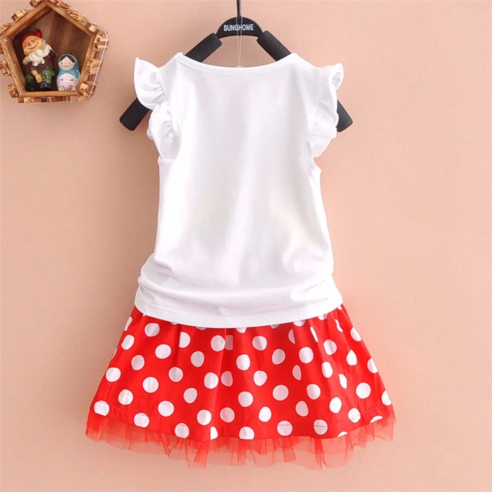 Puseky Vestido princesa 2 шт. комплект милые дети одежда для маленьких девочек Миньоны Минни платье жилет юбка одежда для малышей От 1 до 6 лет