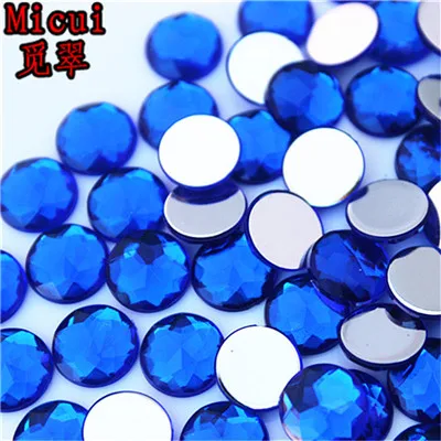 Blue Micui 100 шт 10 мм круглые акриловые стразы с фаской, кристаллы и камни, стразы с плоской задней частью, без отверстия для рукоделия одежды MC752 - Цвет: Blue