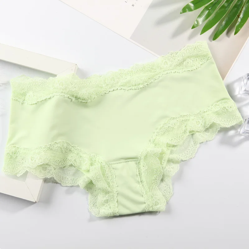 Green WLSD, женские трусики, бесшовное женское нижнее белье, нейлоновые трусы, нейлоновые, ледяной шелк, для девушек, мороженое, 7 видов цветов, нижнее белье - Цвет: Green