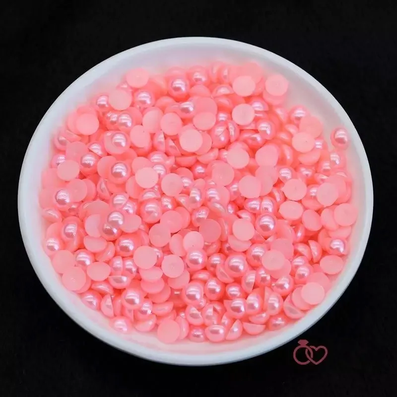 Light pink 4/6/8 мм, Плоский срез АБС жемчуг разноцветный круглый акрил имитация плоские бусины жемчуга для изготовления ювелирных изделий/с плоской обратной стороной для Нейл-арт/чехол для телефона - Цвет: Light pink