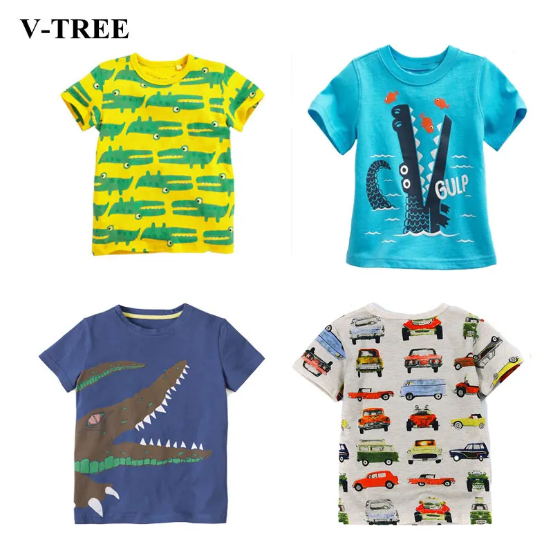 V-TREE; летние рубашки для мальчиков; хлопковые детские футболки; цветные топы для девочек; детская блузка с короткими рукавами; футболки для малышей; одежда для малышей