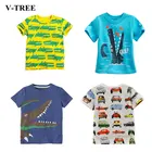 V-TREE летние рубашки для мальчиков, Детские футболки, цветные топы для девочек, детская блузка с коротким рукавом, футболки для малышей, детская одежда