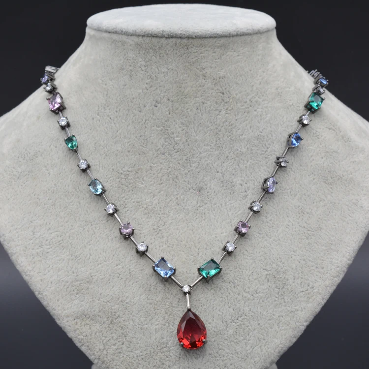 

Colorful Cubic Zirconia Silver Pure Red Women's Fashion Elegant Name Jewelry Accessories Girlfriend Gift Necklace Necklace