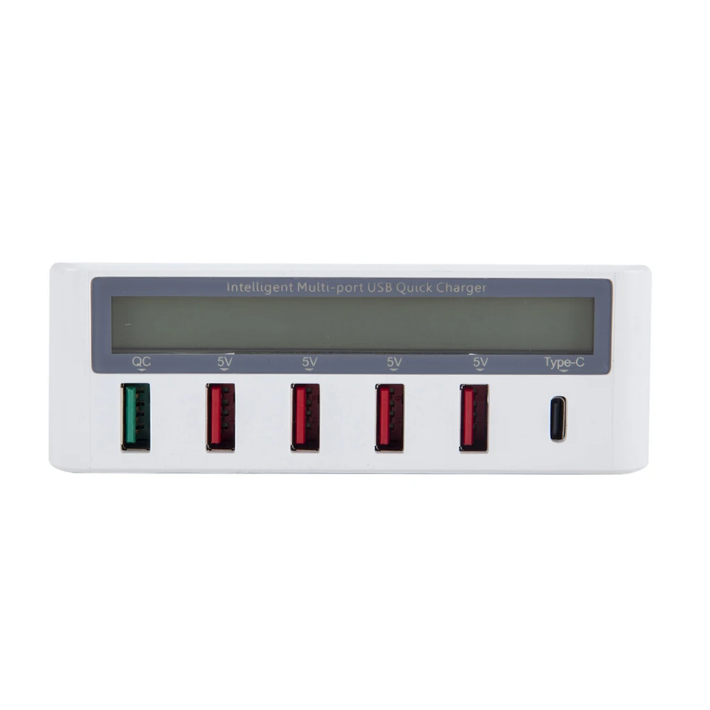 Usb-концентратор 5 портов Usb QC 3,0 быстрое зарядное устройство 5V 10A AC 100-240V ЖК-дисплей напряжения тока для IPhone IPad samsung+ EU Plug
