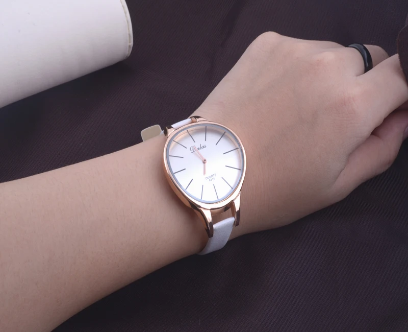 Часы наручные женские кварцевые модные повседневные с кожаным ремешком круглым