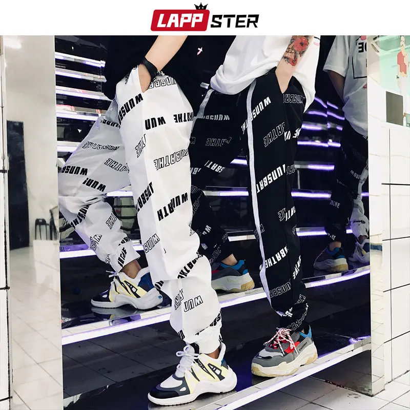 LAPPSTER Мужские Светоотражающие штаны для бега, уличная одежда, полосатые летние тонкие брюки, спортивные штаны для пары, спортивные штаны в стиле хип-хоп