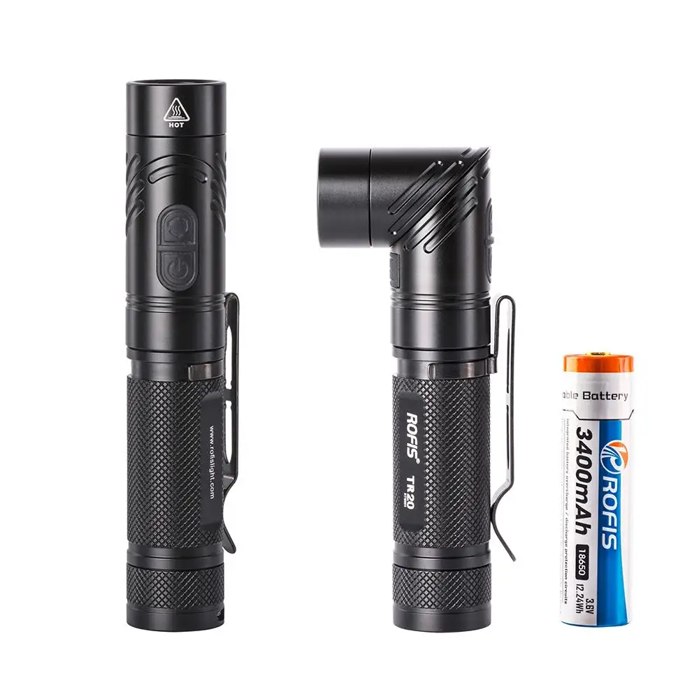 ROFIS TR20 1100LM CREE XP-L HI V3 светодиодный фонарик на голову с регулируемым углом 90 градусов на 18650 батареях