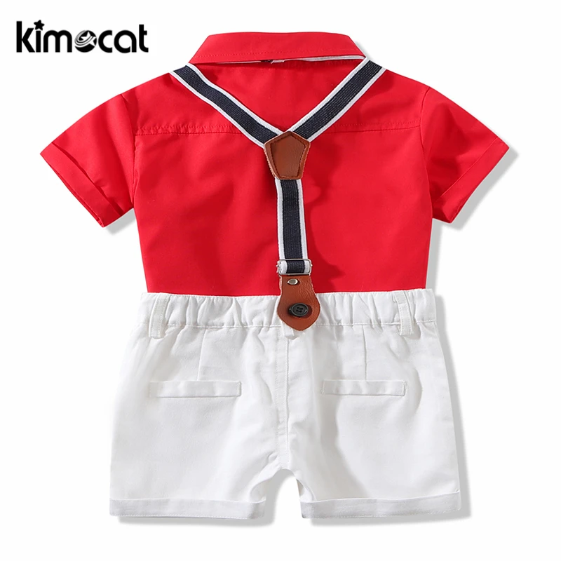 Летняя одежда для новорожденных Kimocat блузка с шортами малышей мальчиков набор