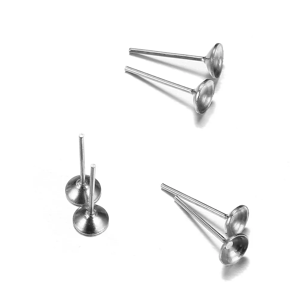 50 шт./лот оптовая продажа модные ушные серьги-гвоздики DIY паста держатель бусин