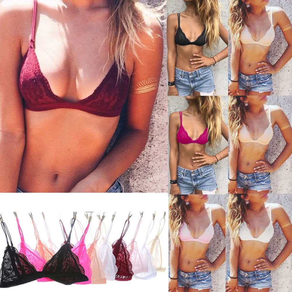 Кружево Bralette прозрачный Bralet Sexy Crop Top бюстгальтер без упаковки беспроводной See Through