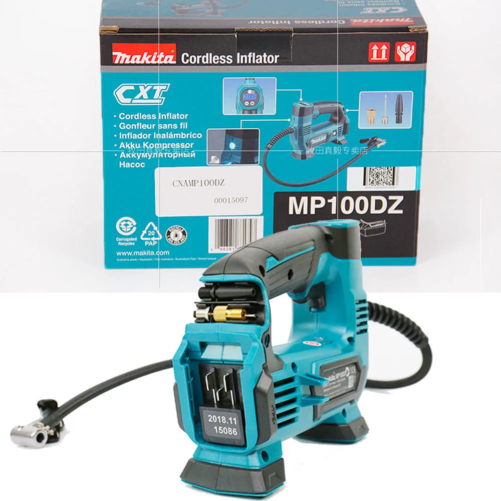 Япония Makita MP100DZ перезаряжаемый воздушный насос литиевая батарея воздушный компрессор насос для автомобильных покрышек 12 В CXT 121PSI 830KPa 65 мм трубчатый насос