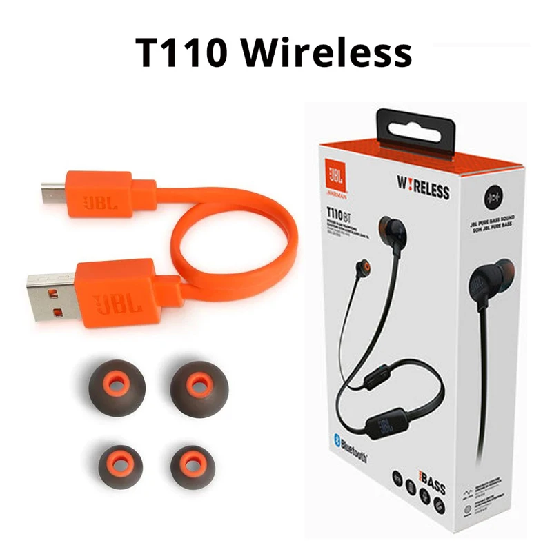 Оригинальные наушники JBL T110 Wried / BT беспроводные вкладыши Спортивная гарнитура с