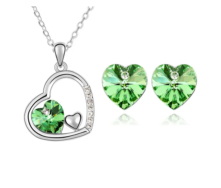 

Austria crystal heart hot jewelry necklace earrings jewelry set