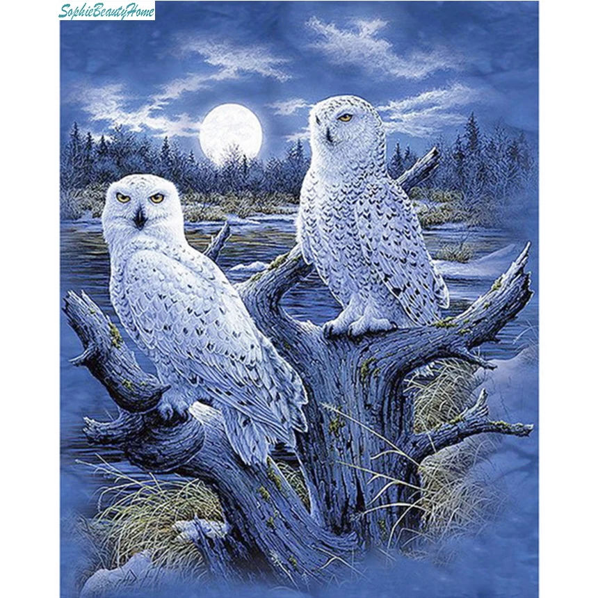 

Sophie beauty home DIY diamond embroidery 5D painted diamond cross stitch 3D white owl mosaic wall home decorative stickers