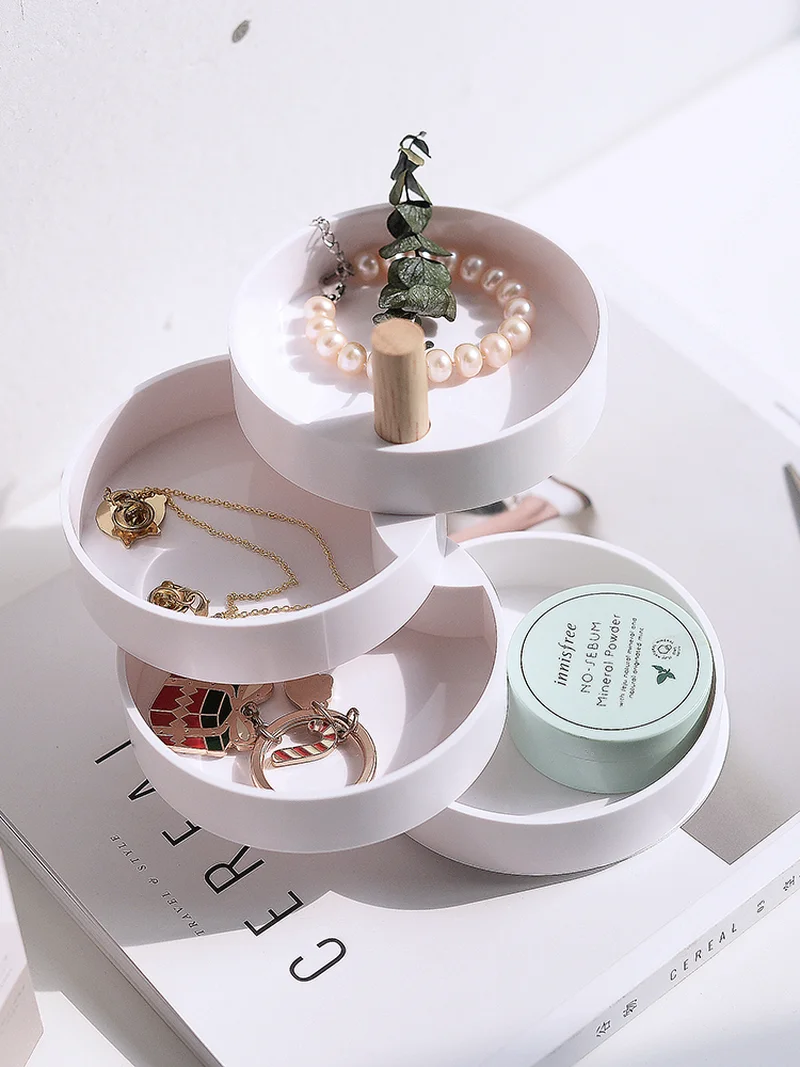 Органайзер круглая шкатулка для ювелирных изделий простая вращающаяся коробка