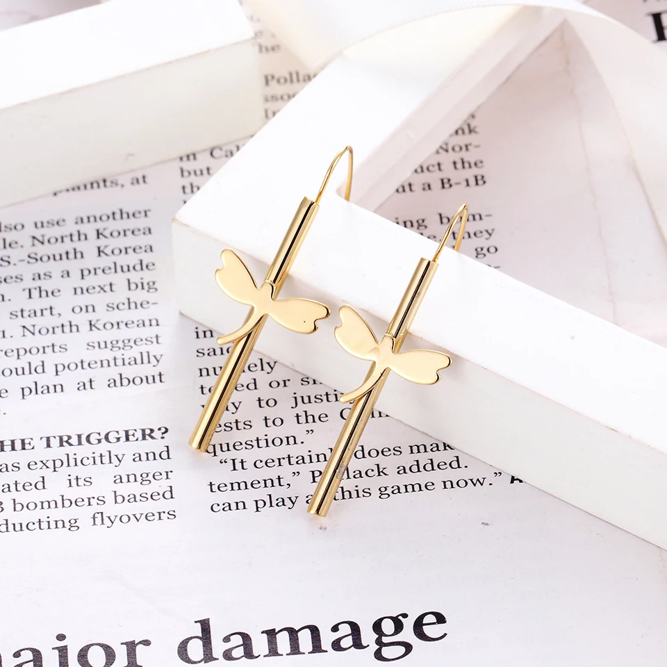 Длинные висячие серьги BORASI со стрекозой для женщин женские винтажные из