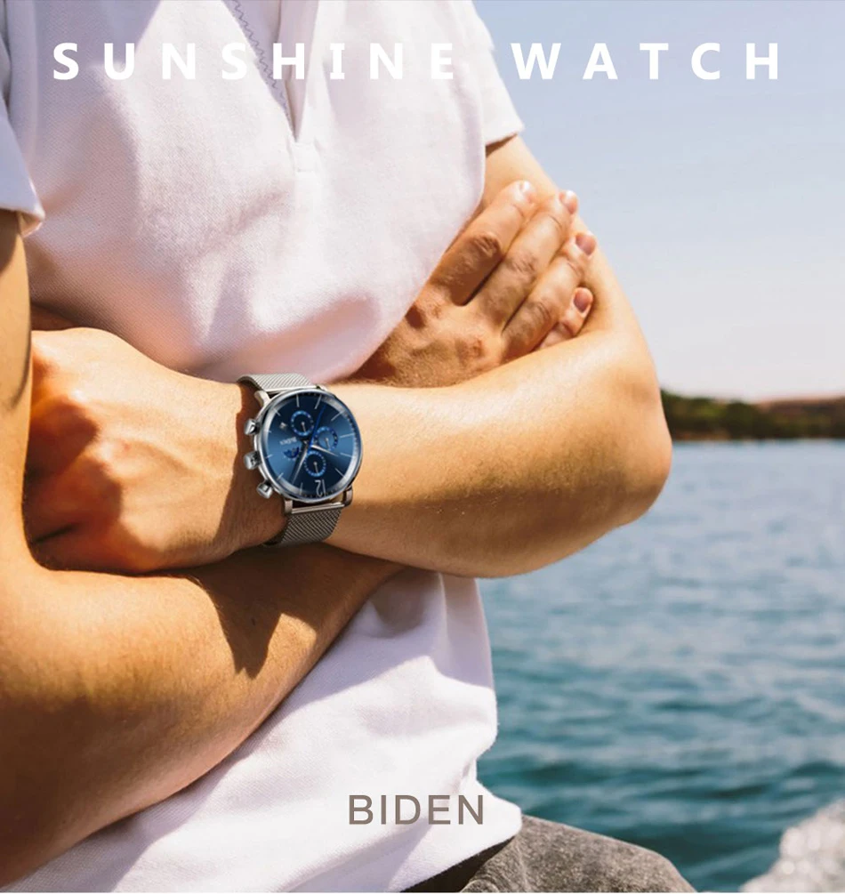 Мужские Аналоговые кварцевые часы BIDEN от ведущего бренда, мужские Модные деловые часы из нержавеющей стали, водонепроницаемые наручные часы Relogio Masculino