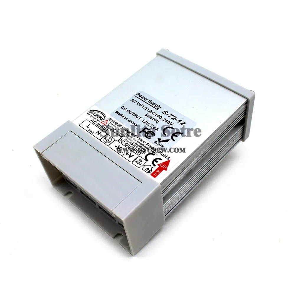 AC к DC12V 6A 72 Вт непромокаемый источник питания Трансформаторы DC 12 в наружный