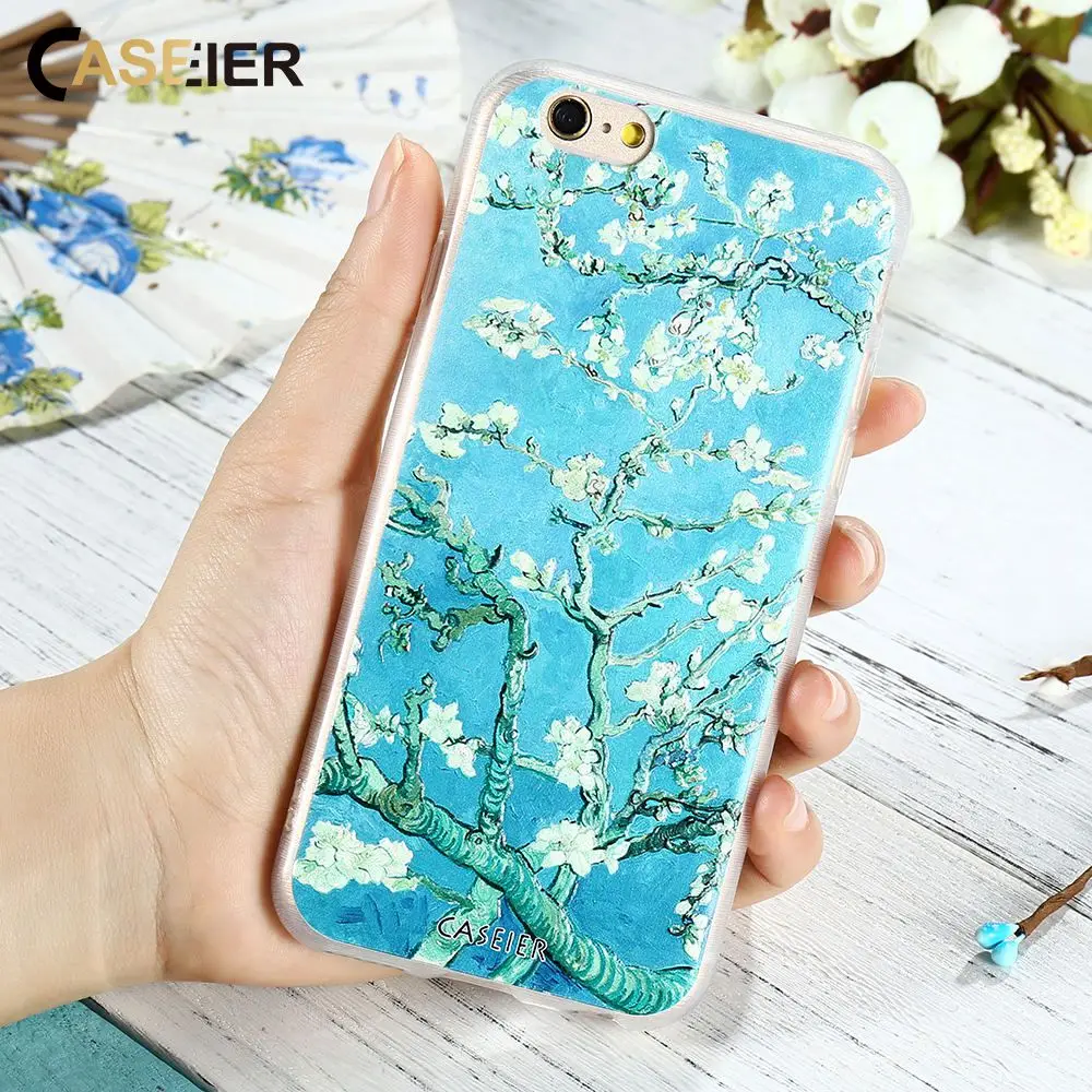 Чехол CASEIER для iPhone 7 8 6 6s Plus Винтажный чехол с цветочным рисунком и масляной
