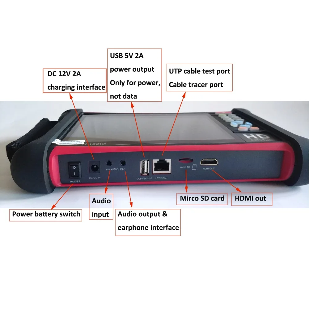 CCTV Video Monitor Tester Pro 4K IP 8MP TVI CVI 5MP AHD HDMI in with Digital Multimeter+Cable Trace 7 inch touch screen | Безопасность и