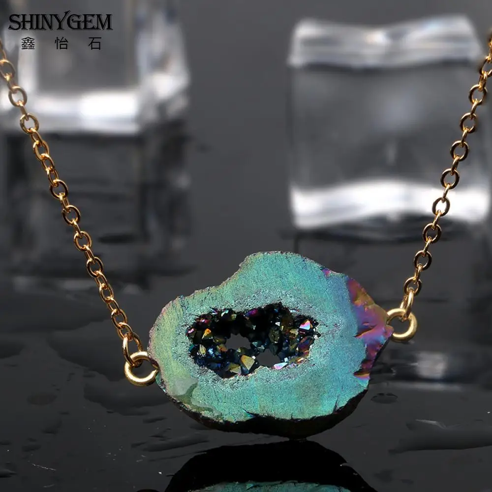 Ожерелье с подвеской SHINYGEM из натуральной друзы радужная чакра ожерелье