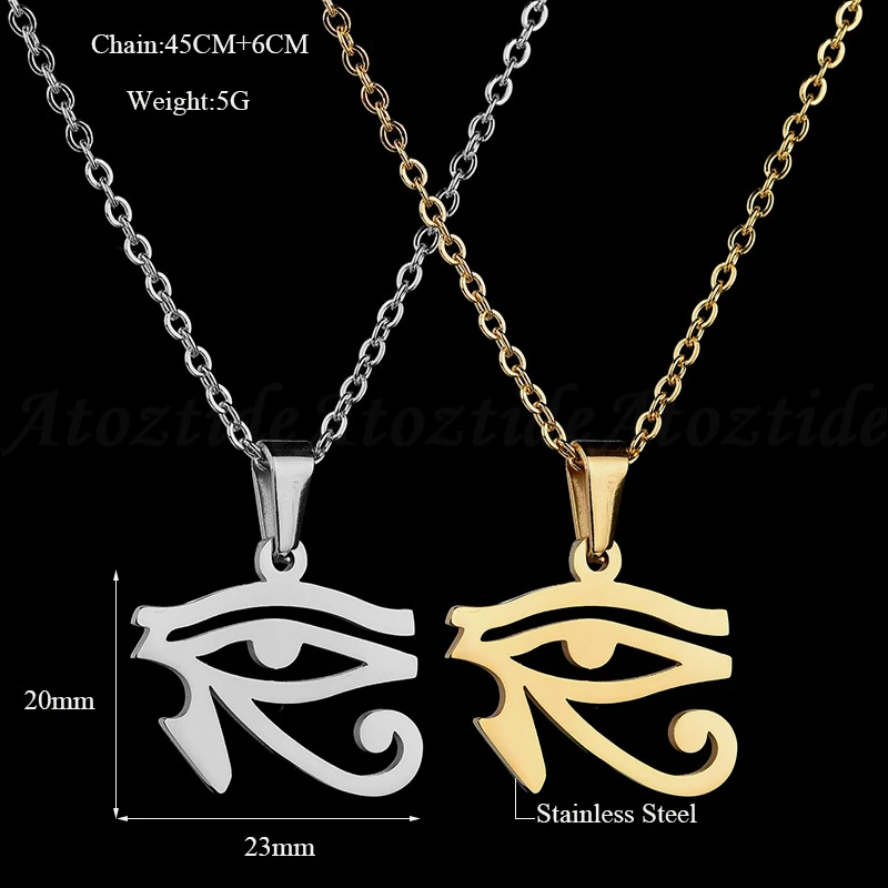 Atoztide Ancient Evil Eyes Of Horus Pendant Necklace For Women Men Egyptian Stainless Steel Chain Amulet Jewelry Gift | Украшения и