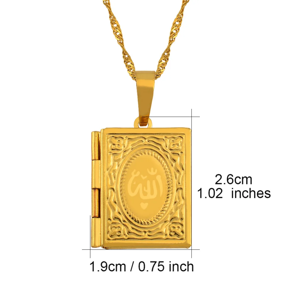 Anniyo Allah Box Necklacers for Women Muhammad Gold Color DIY Keeping Photo Pendant Muslim Islamic Jewelry Gifts #068002 | Украшения и