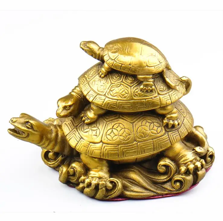 12 см Медь Дракон Черепаха китайский фэн шуй Святой зверь здоровья долговечность