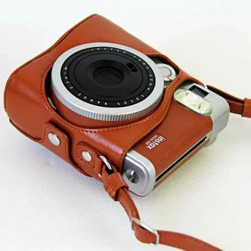 Черный/Коричневый чехол из искусственной кожи для Fuji Fujifilm Instax Mini 90 сумка цифровой