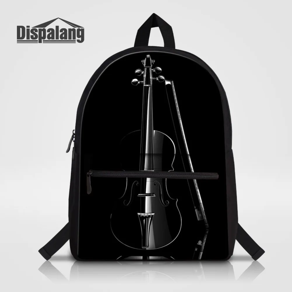 Dispalang 3D Violin Children School Bags Musical Note Laptop Backpack For Teenage Boy Girl Women Men Canvas Shoulder Bag Bagpack