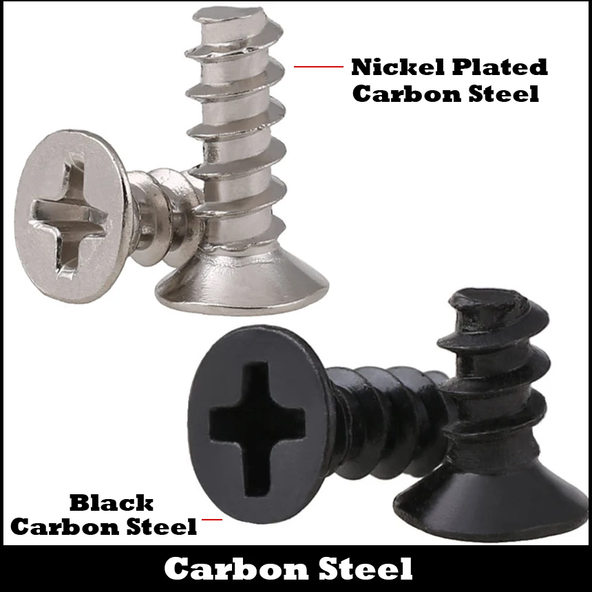 

M2.6 M2.6*8/10/12 M2.6x8/10/12 Black Nickel Plate Carbon Steel Phillips Cross Countersunk Flat Head Tail Self Tapping Mini Screw