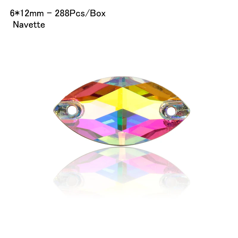 Navette-6x12mm-288 8 видов AAAAA Кристалл AB Цвет Золотая основа пришить стразы бусины, пришить на камни распорные пуговицы для украшения для одежды - Цвет: Navette-6x12mm-288