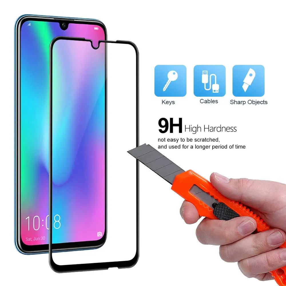 9D полное покрытие экрана протектор для HuaWei Honor 7 8 9 10 lite закаленное стекло 8A 8X 9i 9N 10i
