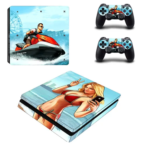 Grand Theft Auto V GTA 5 PS4 тонкая кожа Стикеры наклейка для sony Игровые приставки 4 консоли и 2 контроллера кожи PS4 тонкий Стикеры винил - Цвет: YSP4S-0288