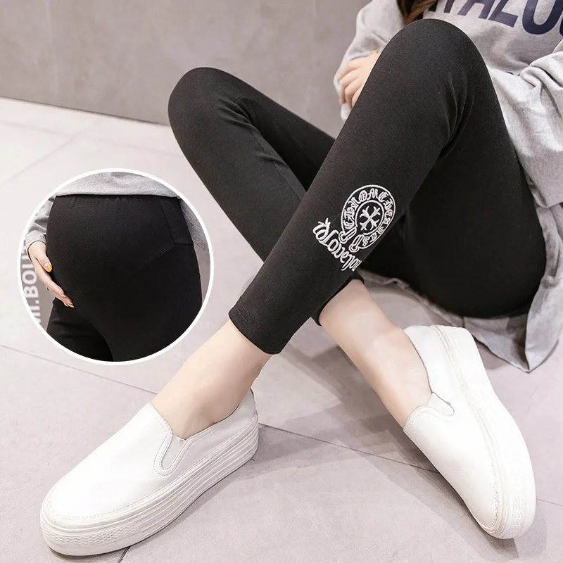 2019 Обтягивающие Леггинсы для беременных женщин на весну и осень однотонный